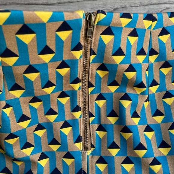 Anthropologie The Marisela Mini Skirt by Maeve Blue/Yellow/Black/Tan Retro SZ S - Picture 8 of 16